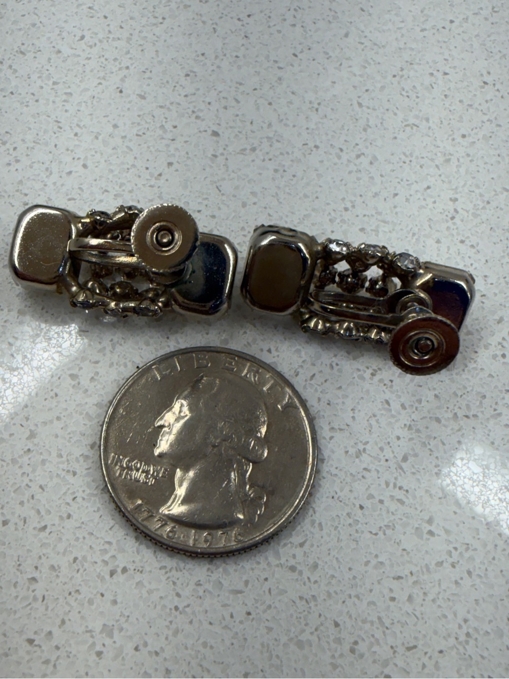 Clear Crystal Prong Set Statement Screw-Back Earrings - Picture 7 of 7
